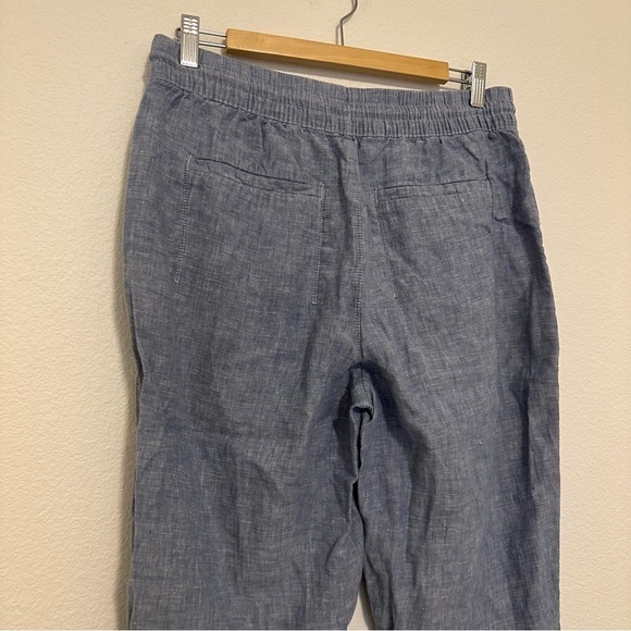 ATHLETA Retreat Linen Joggers Pants Chambray Blue Size 8 Women’s Elastic Waist - Picture 7 of 10